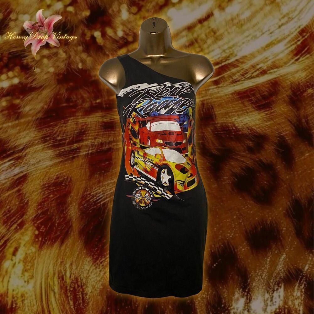 Forever 21 One Shoulder Mini Dress with Racing Car Graphic Mini Dress